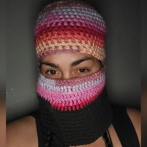 Black and Pink Textured Face Mask Accessory